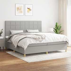 Box spring postel s matrací světle šedá 200 x 200 cm textil - obrázek 1