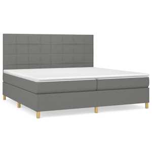 Box spring postelja z vzmetnico temno siva 200x200 cm blago - slika 2