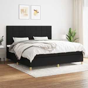 Box spring postel s matrací černá 200x200 cm textil - obrázek 1