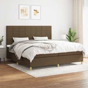 Box spring postel s matrací tmavě hnědá 200x200 cm textil - obrázek 1