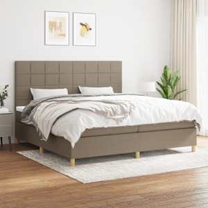 Box spring postel s matrací taupe 200x200 cm textil - obrázek 1