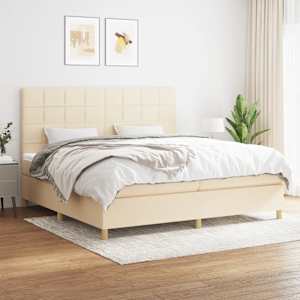 Box spring postel s matrací krémová 200x200 cm textil - obrázek 1