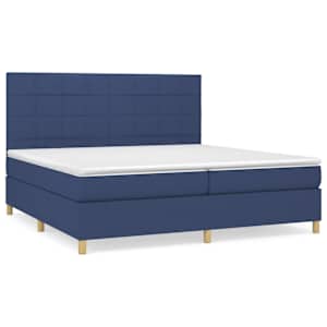 Box spring postel s matrací modrá 200x200 cm textil - obrázek 2