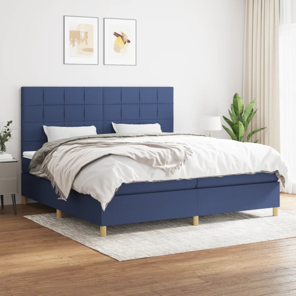 Boxspringbett mit Matratze Blau 200×200 cm Stoff