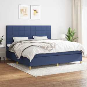 Box spring postel s matrací modrá 200x200 cm textil - obrázek 1