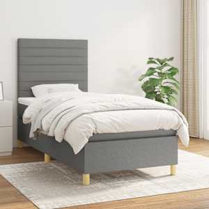 Box spring postel s matrací tmavě šedá 80 x 200 cm textil - obrázek 1