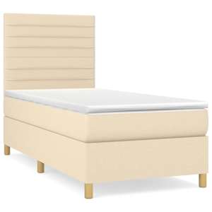 Box spring postel s matrací krémová 80 x 200 cm textil - obrázek 2