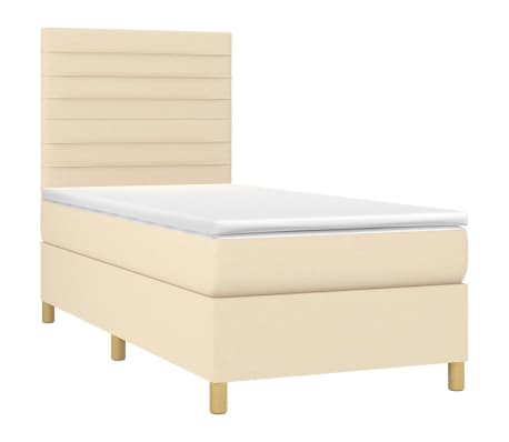 vidaXL Pat box spring cu saltea, crem, 80x200 cm, textil