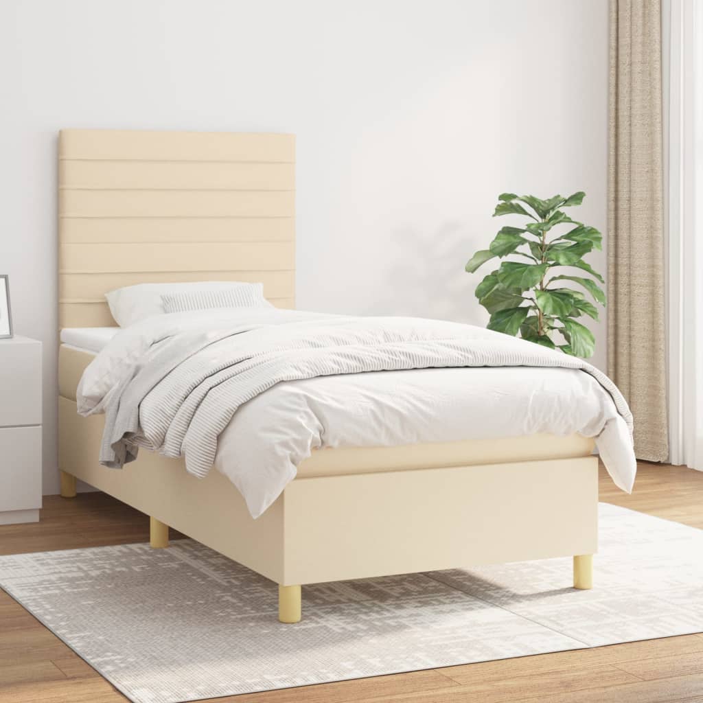 Boxspringbett mit Matratze Creme 80×200 cm Stoff