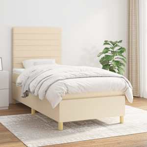Box spring postel s matrací krémová 80 x 200 cm textil - obrázek 1