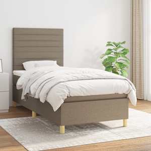 Box spring postel s matrací taupe 90x190 cm textil - obrázek 1