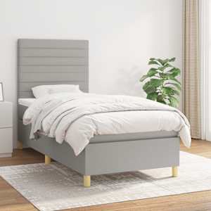 Box spring postel s matrací světle šedý 100 x 200 cm textil - obrázek 1