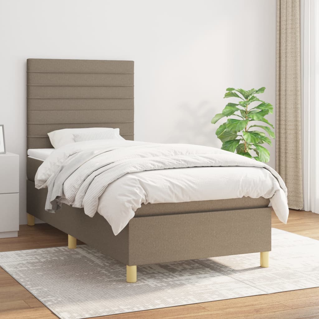 Box spring postel s matrací taupe 100 x 200 cm textil