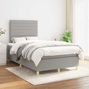 Box spring postel s matrací světle šedá 120 x 200 cm textil - obrázek 1