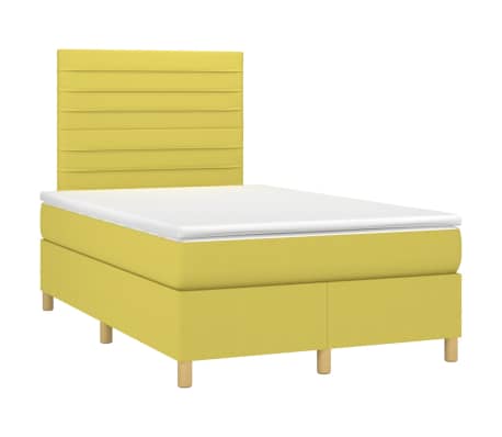 vidaXL Lova su spyruoklėmis ir čiužiniu, žalia, 120x200 cm, audinys