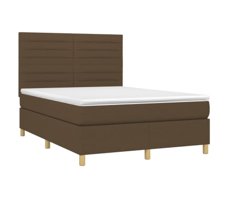 vidaXL Cama com molas/colch&atilde;o 140x190 cm tecido castanho-escuro