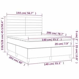 Box spring postel s matrací světle šedá 140 x 200 cm textil - obrázek 6