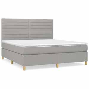 Box spring postel s matrací světle šedá 160 x 200 cm textil - obrázek 2
