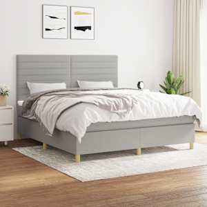 Box spring postel s matrací světle šedá 160 x 200 cm textil - obrázek 1