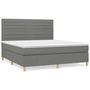 Box spring postelja z vzmetnico temno siva 160x200 cm blago - slika 2