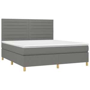 Box spring postelja z vzmetnico temno siva 160x200 cm blago - slika 3