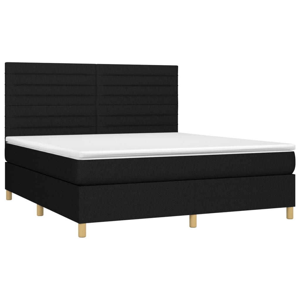 vidaXL Boxspring met matras stof zwart 160x200 cm afbeelding