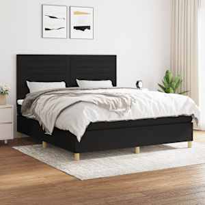 Box spring postel s matrací černá 160x200 cm textil - obrázek 1