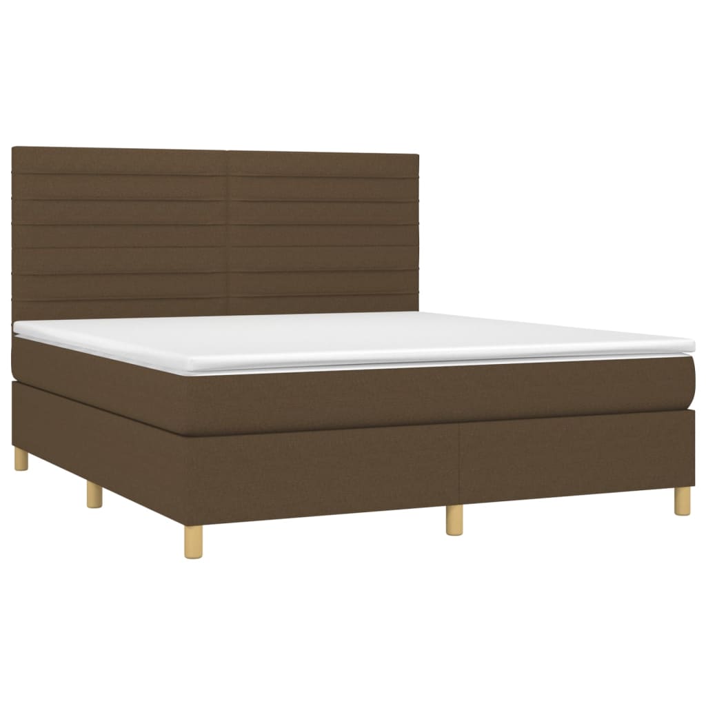 vidaXL Boxspring met matras stof donkerbruin 160x200 cm afbeelding