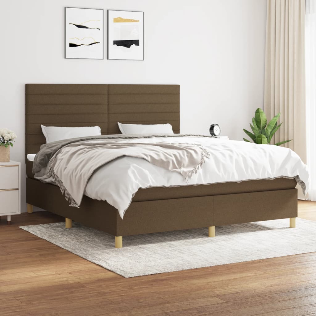 vidaXL Cama com molas/colchão 160x200 cm tecido castanho-escuro