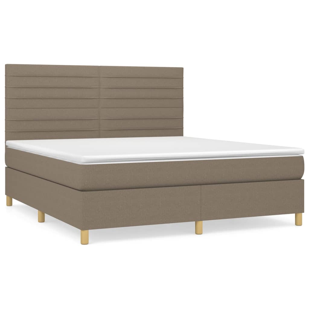 vidaXL Box spring postelja z vzmetnico taupe 160x200 cm blago