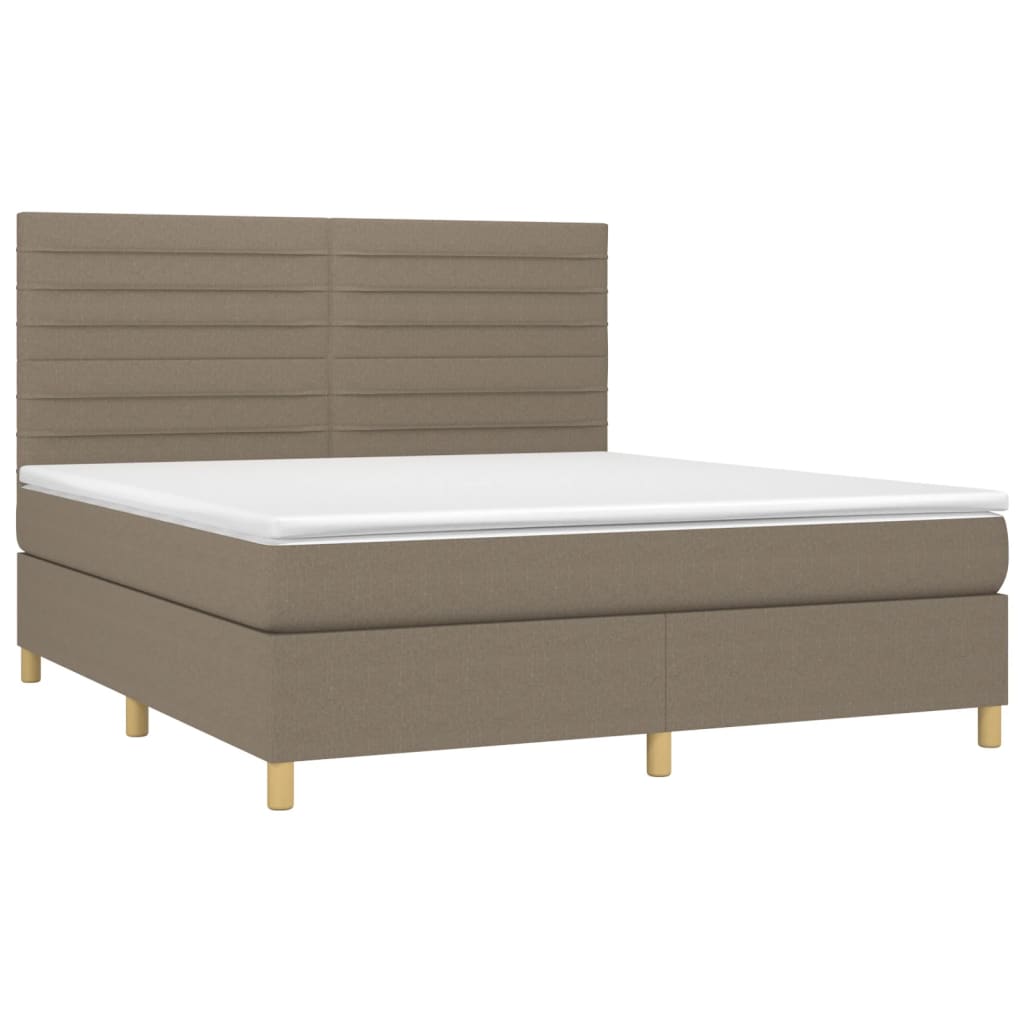 vidaXL Boxspring met matras stof taupe 160x200 cm afbeelding