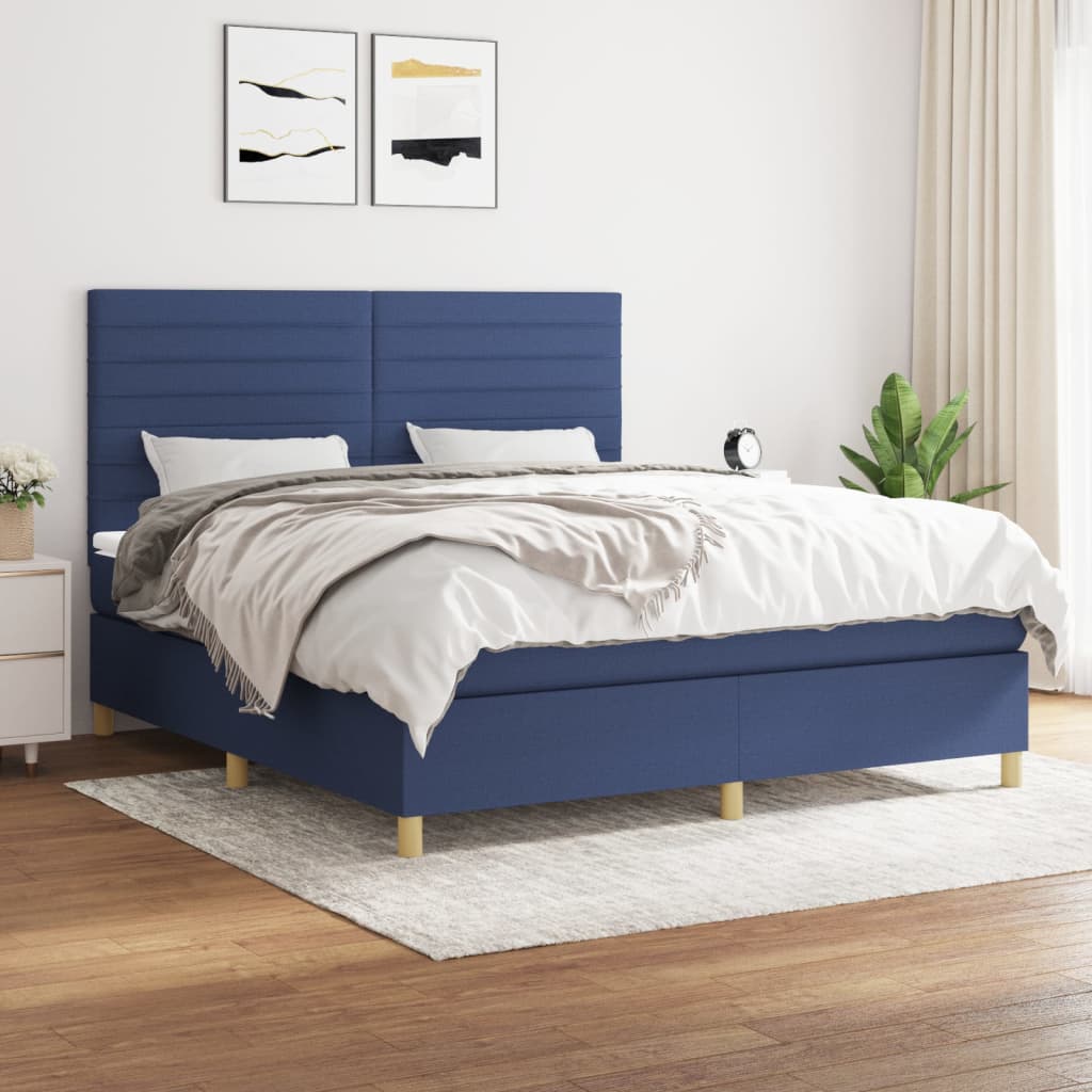  ΚΡΕΒΑΤΙ BOXSPRING ΜΕ ΣΤΡΩΜΑ ΜΠΛΕ 160X200 ΕΚ. ΥΦΑΣΜΑΤΙΝΟ V-3142431