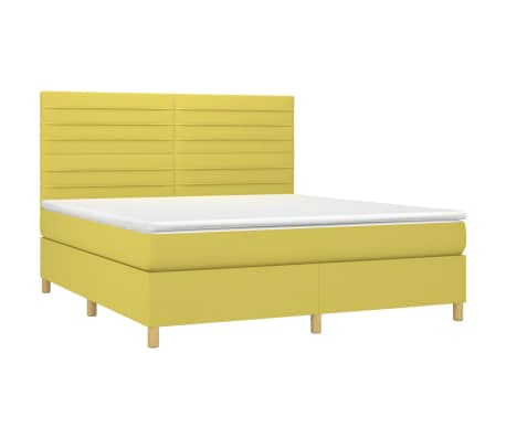 vidaXL Lova su spyruoklėmis ir čiužiniu, žalia, 160x200 cm, audinys