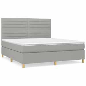 Box spring postel s matrací světle šedá 180 x 200 cm textil - obrázek 2