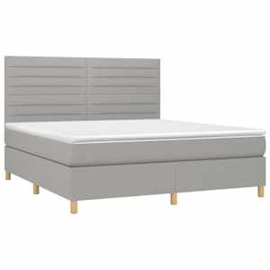 Box spring postel s matrací světle šedá 180 x 200 cm textil - obrázek 3