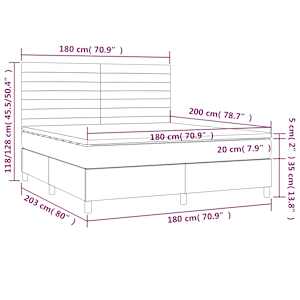 Box spring postelja z vzmetnico svetlo siva 180x200 cm blago - slika 6