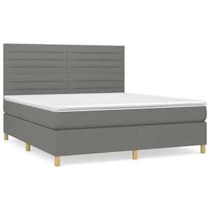 Box spring postelja z vzmetnico temno siva 180x200 cm blago - slika 2