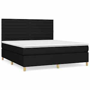 Box spring postel s matrací černá 180x200 cm textil - obrázek 2