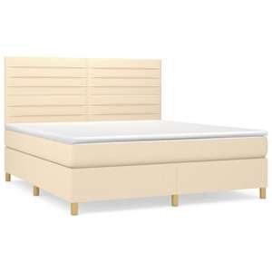Box spring postel s matrací krémová 180x200 cm textil - obrázek 2