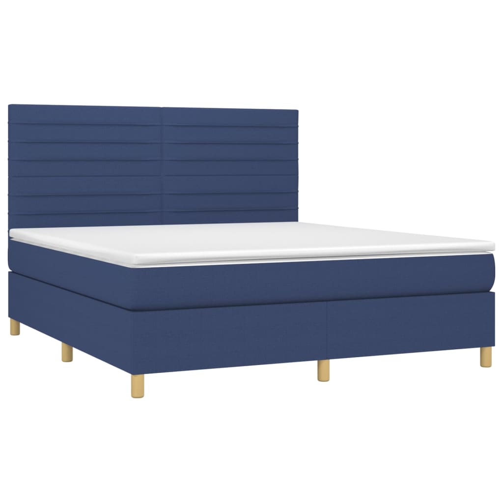 vidaXL Boxspring met matras stof blauw 180x200 cm afbeelding