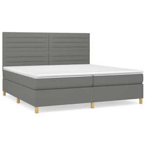 Box spring postelja z vzmetnico temno siva 200x200 cm blago - slika 2