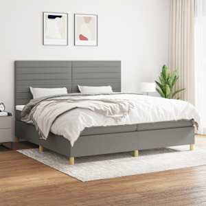 Box spring postel s matrací tmavě šedá 200x200 cm textil - obrázek 1