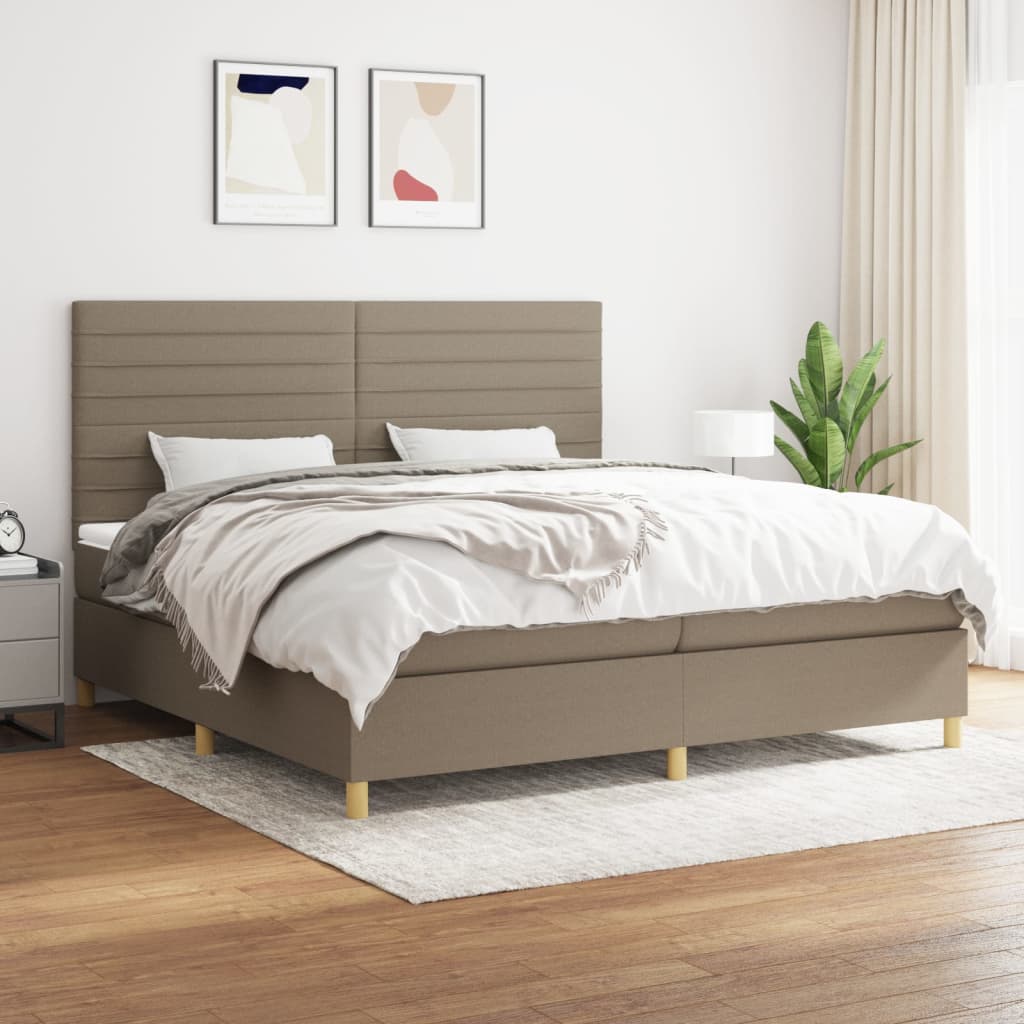 vidaXL Boxspringbett mit Matratze Taupe 200x200 cm Stoff