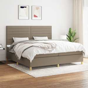 Box spring postel s matrací taupe 200x200 cm textil - obrázek 1