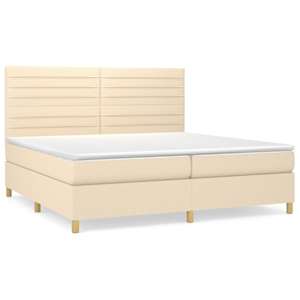 Box spring postel s matrací krémová 200x200 cm textil - obrázek 2