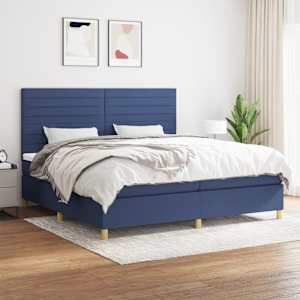 Box spring postel s matrací modrá 200x200 cm textil - obrázek 1