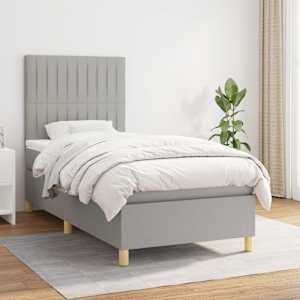 Box spring postel s matrací světle šedá 80 x 200 cm textil - obrázek 1