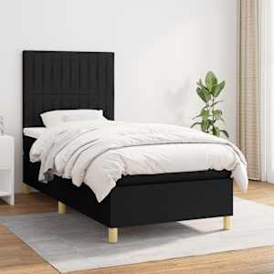 Box spring postel s matrací černá 80 x 200 cm textil - obrázek 1