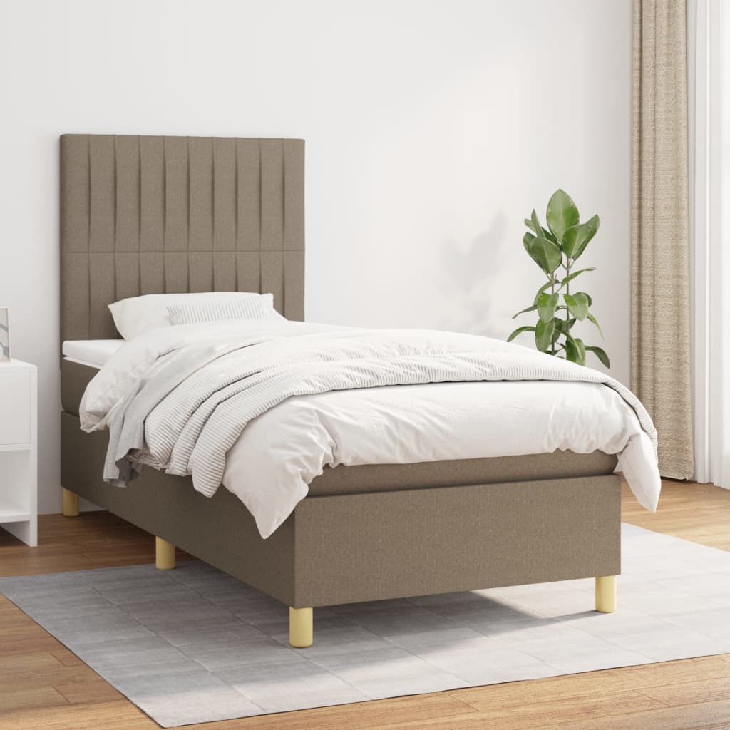 vidaXL Boxspringbett mit Matratze Taupe 80x200 cm Stoff