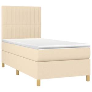 Box spring postel s matrací krémová 80 x 200 cm textil - obrázek 3